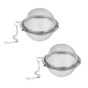 2Pcs Tea Steeper Mesh Tea Infuser Premium Tea Filter Tea Interval Diffuser with Extended Chain Hook for Brew Loose Leaf Tea and Spices & Seasonings