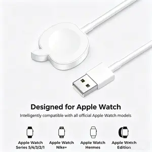 【3-Year Warranty Included】Cute Apple Shape iWatch Charger | 2.5W Magnetic Fast Charge & 1M Durable Cable for Apple Watch Series 1-9