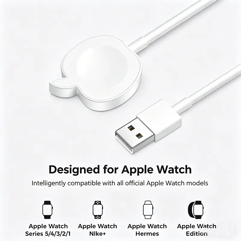 Magnetic USB Smartwatch Charger - Wired Fast Charge, Fireproof TPE+PC 1m Durable Cable, Portable Home Accessory, Compatible with Series 1-11, Ultra, SE, SE2, Ideal Electronic Gadgets Accessory Gift