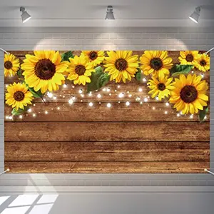 Rustic Sunflowers Photography Backdrop Brown Sunflower Background Banner for Photo Studio and Home Decoration