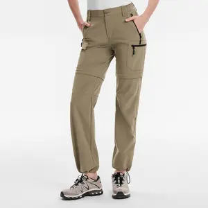 Moosehill Women's Convertible Hiking Pants Quick Dry Zip-Off Cargo with Pockets Stretch Waistband Adjustable Legs Comfortable Plus Size Breathable Sporty Bottoms Athletic Tracksuit Athleisure Fitness Leggings