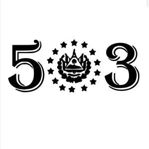 El Salvador 503 Escudo Car Sticker - Black Design with Crown and Star Pattern