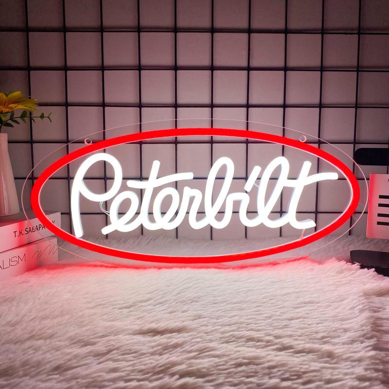 Peterbilt Neon Sign, USB Powered Dimmable LED Neon Light Sign, Decorative Neon Sign for Farm Bedroom Man Cave Bar, Modern Mood Lighting