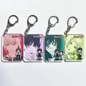 Anime Makima Mitaka Asa Cosplay Keychains Chainsaw Man Acrylic Key Chain Backpack Pendant Keyring Accessories