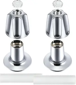Shower Knobs 2 Piece Replacement, Compatible with Pfister Verve Tub Shower Handle Replacement, 2 Faucet Handle Trim Kit for 5-1/2 inch High, 12 Tooth Broach Stem Cartridge(Polished Chrome)
