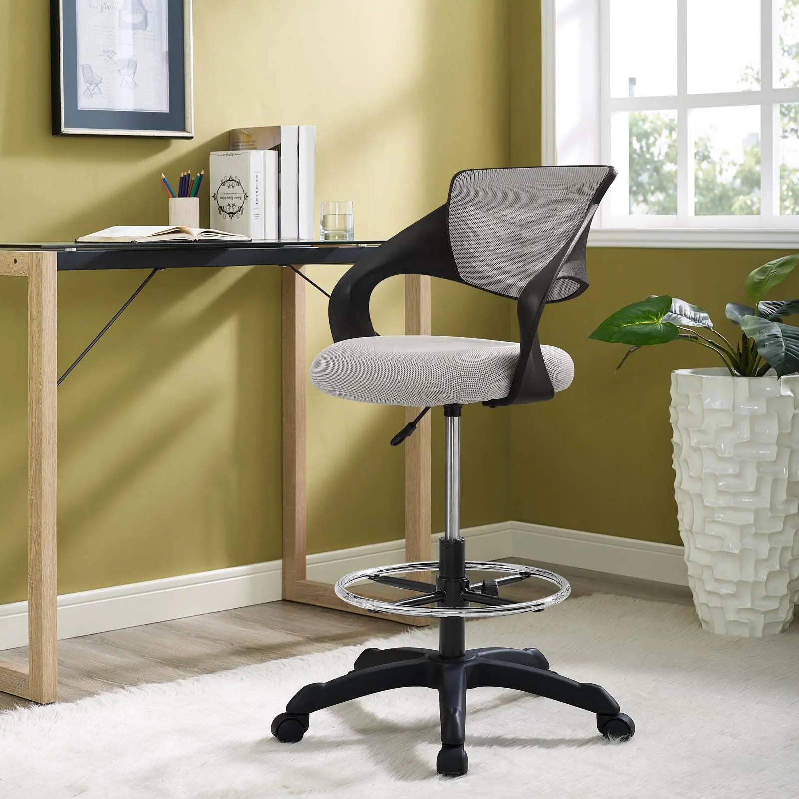 Modway Thrive Mesh Ergonomic Computer Chair - Gray, Adjustable Swivel, Supportive Sitting, WFH Setup, Posture Fix, Low Back Pain Relief, Commercial Office Furniture