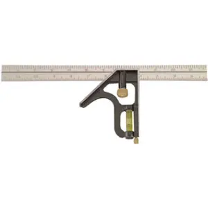 212 MAIN 12-in. Zinc Combination Square - Hardware Tool with Handle, T Square Ruler, Acrylic Vial, Machined Edges, Removable Scriber, Measuring Ruler