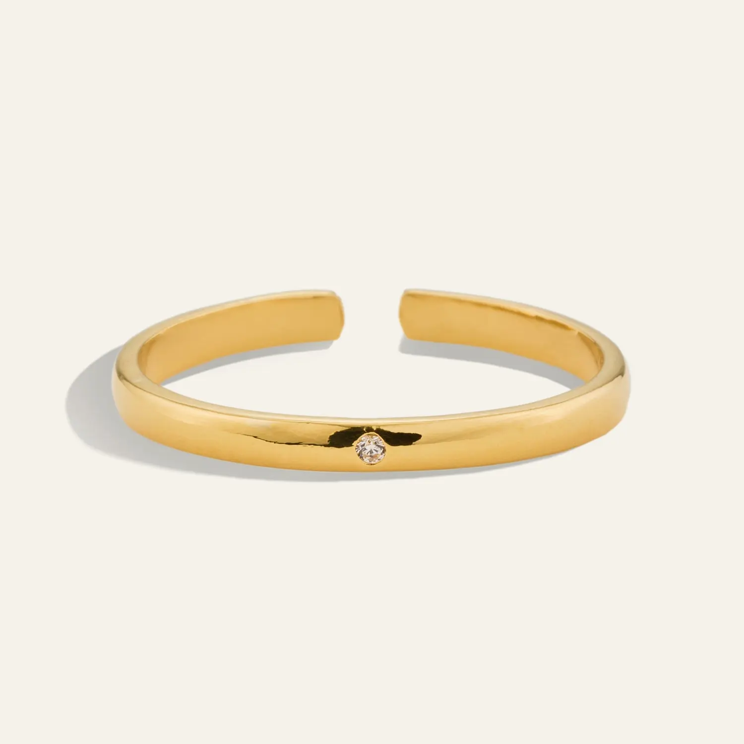 The Mini Stud Ring - Gold Plated Brass Band with Cubic Zirconia Detailing - Sizes 6-7 - Modern Flair for Any Look
