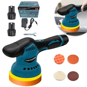 8-Speed Cordless Polisher – Dual Action Buffer Machine with Digital Display, 12V Lithium Battery Car Detailing Tool for Waxing, Scratch Removal (2 Battery 1 Charger)