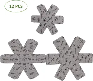 Pot and Pan Protectors, Set of 12 and 3 Different Size, Cookware Protector Set/Pots and Pans Dividers/Pans Separator Anti-Slip to Avoid Scratching or Marring When Stacking Coasters Tableware