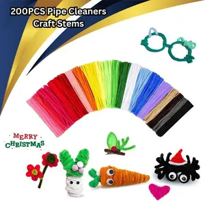 200PCS Pipe Cleaners Craft Stems – Bulk Chenille Stems for Kids DIY Arts & Crafts, Fidget Toys, Room Decor, Christmas Decorations & Creative Projects
