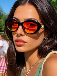 New Oval Frame Fashion Glasses for Women Trendy Colorful Frame Shades