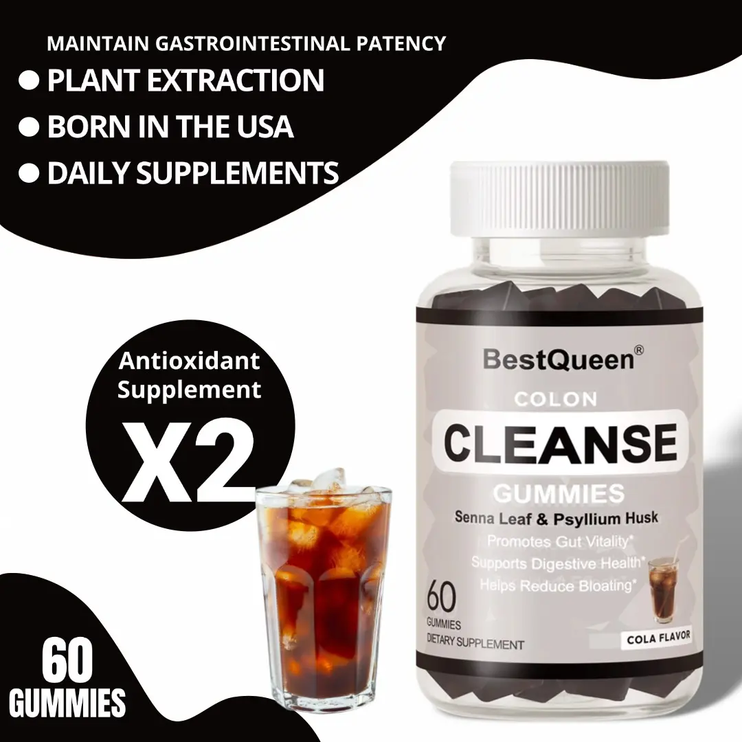 BestQueen Colon Cleanse Gummies, Colon Cleanse Daily Supplements,Non-GMO,Plant Extracts,Vegan,Flaxseed Powder,Aloe,Psyllium,Mct oil,Sodium,Senna Leaf,Licorice Root,Non-GMO.Promotes Gut Vitality,Supports Digestive Health,Helps Reduce Bloating.