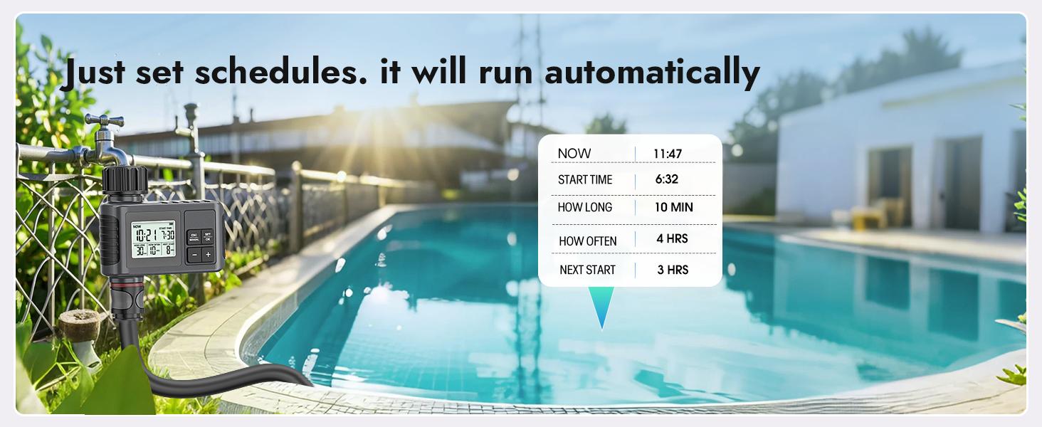 Zone Outdoor Hose Timer | Water Timer for Garden Faucet with Auto/Manual/Rain Delay Mode, Programmable for Lawn, Yard, Irrigation System, Metal, US 3/4" Pipe Diameter, No Electricity or Battery Needed