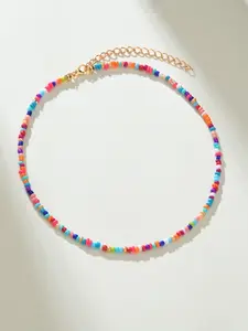 Bohemian Resin Craftsmanship Beaded Necklace for Women, Gift, Colorful Beaded Decor Pendant Necklace, Summer Style Jewelry, Adjustable Beaded Design, Decorative Necklace