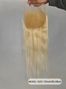 Human Hair 4X5 HD LACE CLOSURE 12”,613 HD LACE CLOSURE Straight 4x5 Transparent HD Lace Closure Blonde Closure Brazilian Virgin Remy Human Hair Extension 100%  Russian Blonde Human Hair for Women Free Part Pre Plucked 12 Inch