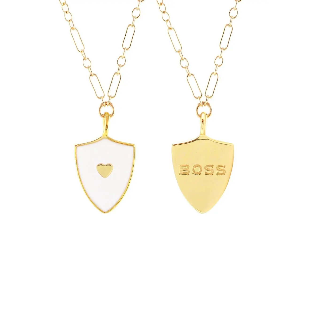 "Boss" Merit Shield Badge Necklace