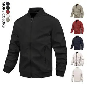 Men's Casual Windproof Jacket Outdoor Hiking Camping Solid Color Flight Jacket Spring Autumn Coats