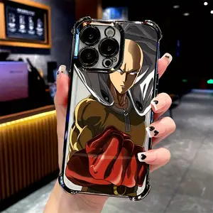Anime One Punch Man Phone Case Compatible with for iphone 16, 15, 14, 13, 12, 11 Pro Max, X, XR, XS Max, 8, 7 Plus, Transparent Soft Back