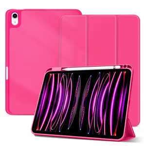 iPad 10th Generation Case [11-Inch 2025/10.9 Inch 2022] with Pencil Holder, Trifold Stand Smart Cover with Soft TPU Back,Auto Wake/Sleep(Pink)