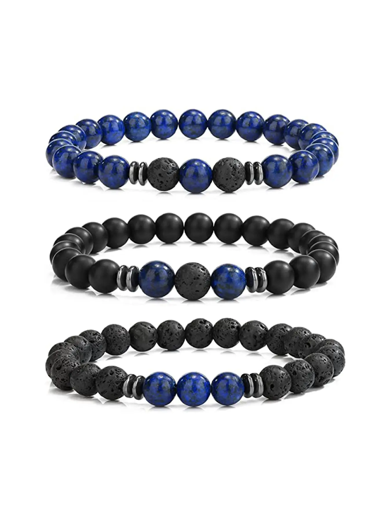 Unisex Elegant Trendy Colorblock Beaded Bracelets, Fashionable Stretch Bracelets for Women & Men, Trendy All-match & Exquisite Jewelry for Birthday Gift