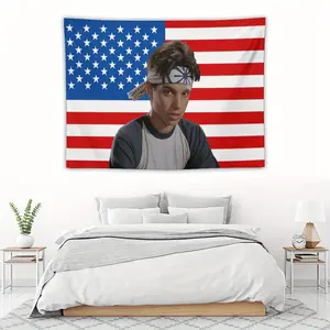 Patriotic Ralph Macchio American Flag Tapestry Wall Hanging - Vertical Art Decor for Outdoor, Living Room, Bedroom & Dorm - No Power Needed, Living Room Art |   Patriotic Theme |   Durable Fabric, American Decor