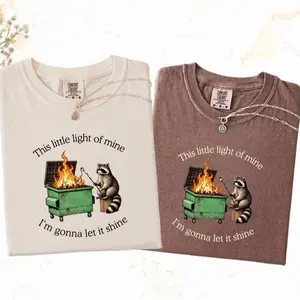 Comfort Colors Funny Parody Shirt: Dumpster Fire Raccoon TShirt, Mental Health Tee, Cotton Fabric