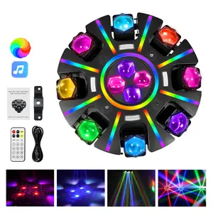 XDV 8-Eye RGBW Moving Head Stage Light – Red & Green Laser, 38 RGB Strips, Strobe, DMX512 Sound-Active DJ Party Light for KTV, Bar & Home