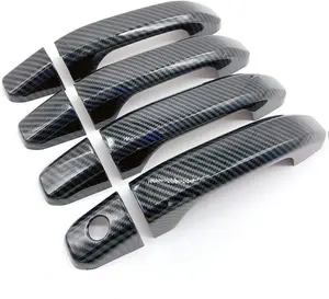 Signature Carbon Fiber Print Non-Smart Entries Side Door Handle Covers OverlaysCompatible with 2014-2020 Chevy Silverado GMC Sierra 1500+2500+3500