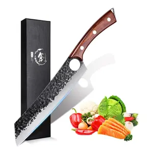 Purple Dragon Chef Knife Meat and Vegetable Cleaver Hand Forged Boning 8.5 Inch Full Tang Design Kitchen for Home Restaurant
