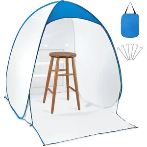 Portable Foldable Pop-up Paint Spray Booth Tent with Vents Windproof Easy-to-Clean Paint Station for Small DIY Painting (Blue)