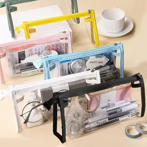 Large Capacity Transparent Pencil Case Organizer Bag, Exam Essential Stationery Bag, Office Supplies, Dormitory & School Must-Have, Waterproof Dustproof