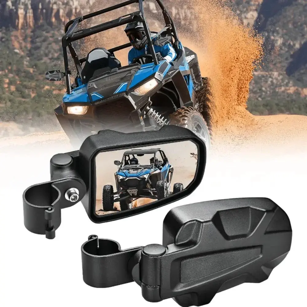 Nilight UTV Offroad Convex Tempered Glass Rear View Mirrors - Fold-Away Vehicle Accessories, Quick Install with Instruction, Universal Fit for 1.75in Round Roll Cage Round Bar & Windshield, Compatible with Polaris Ranger RZR Viking, Can-Am Commander