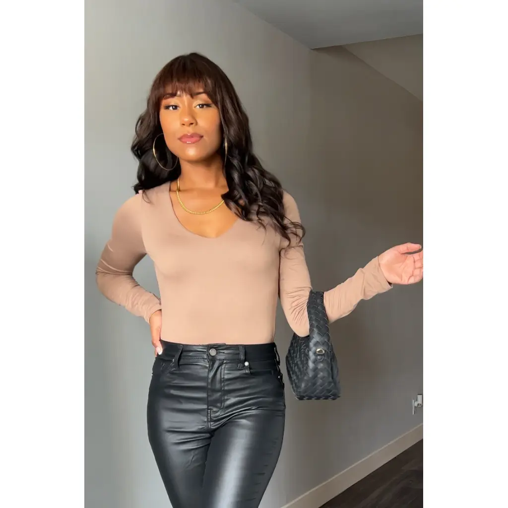 Tan Long Sleeve Bodysuit