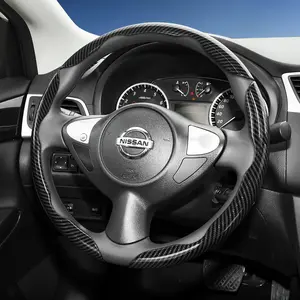 For Nissan Segmented Carbon Fiber Steering Wheel Cover Sporty Style Non-Slip Grip 2-Piece/3-Piece Set Quick-Install Design All-Season Compatibility For Rogue/X-Trail/Kicks/Qashqai/Sentra/Almera/Versa/Altima, Car Accessories