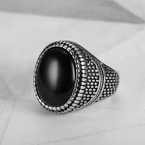 Black granular texture ring, European and American new fashion trend simple, atmospheric, lightweight and luxurious multifunctional stainless steel ring