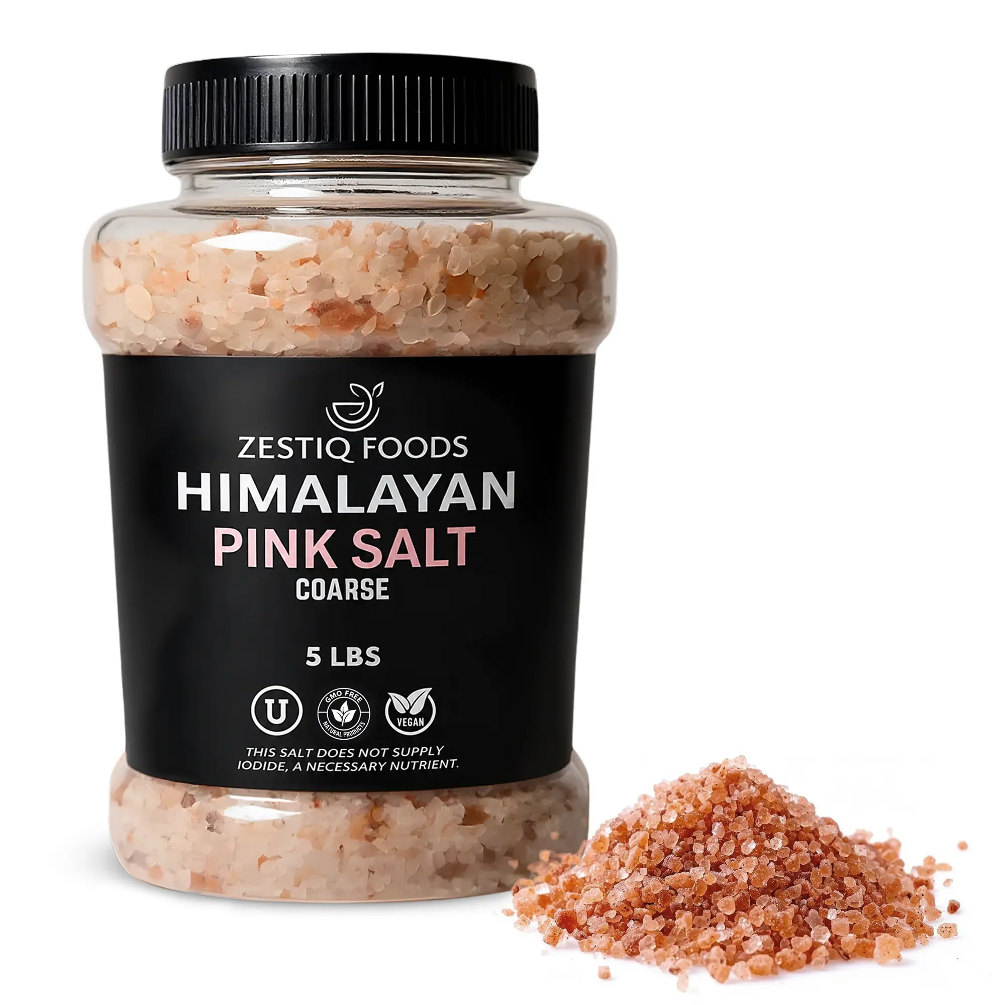 100% Organic HIMALAYAN PINK ROCK SALT, COARSE GRAIN JAR  5 lb