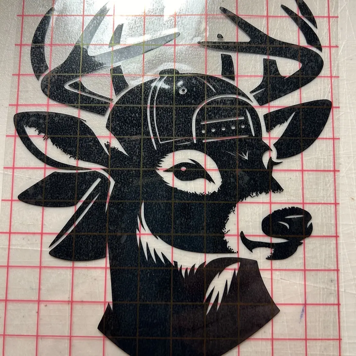 Deer with backward hat decal, Car Accessory, 5X6