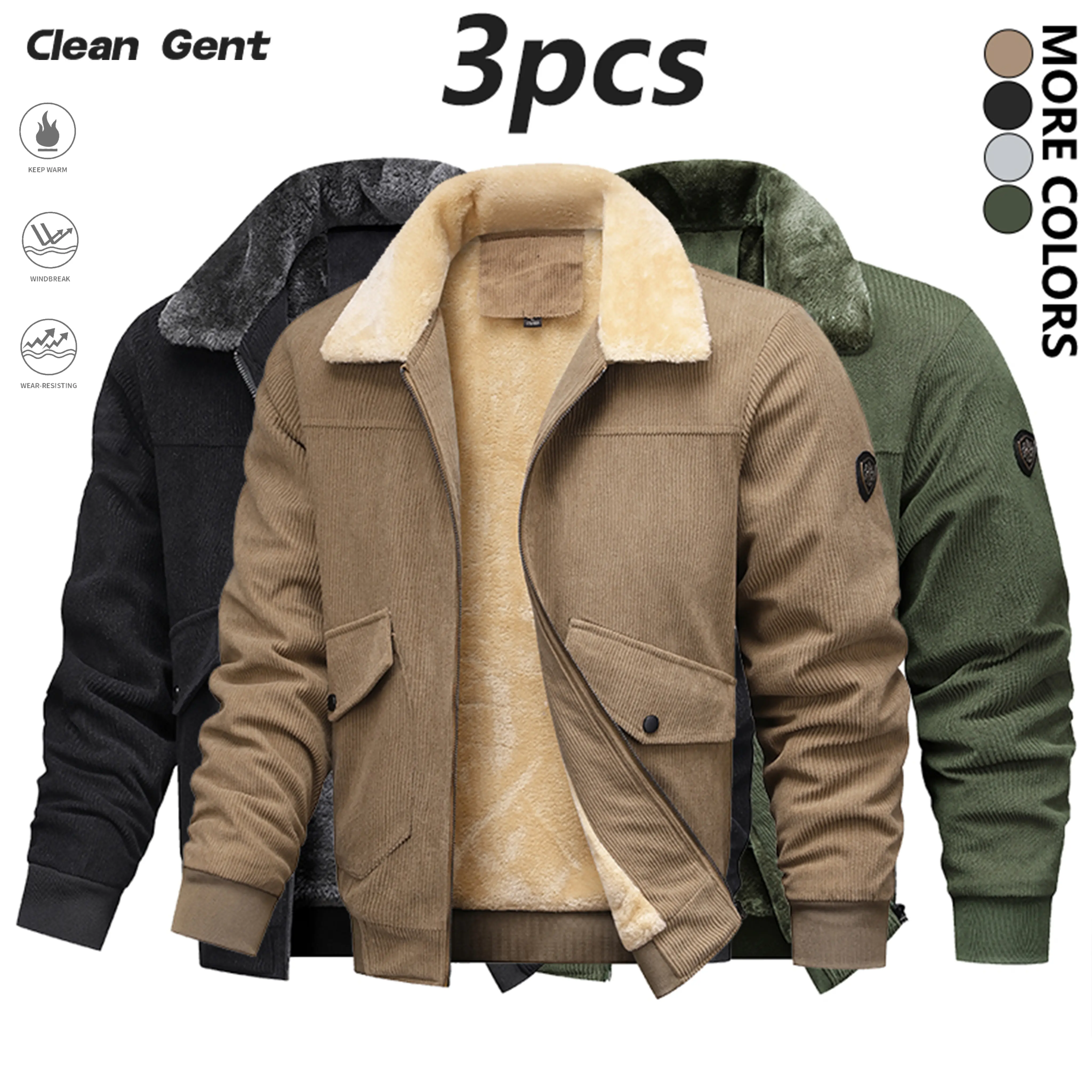 Clean Gent Men's Heavyweight Corduroy Jacket, Fleece Lined for Extra Warmth and Cold Resistance, Durable Winter Coat with Vintage Style and Long Sleeves, Perfect for Casual, Outdoor, Versatile Wear