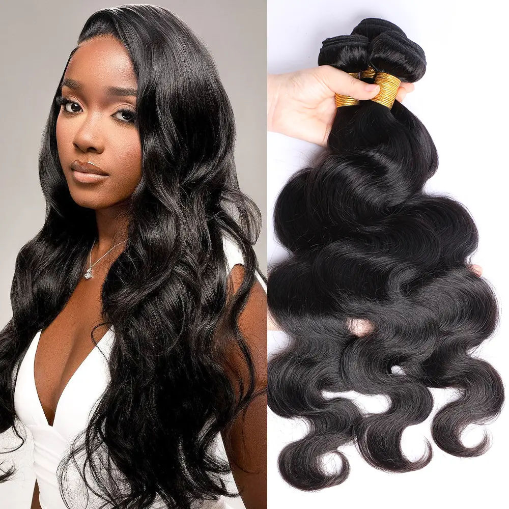 SIFULAN Brazilian Human Hair Bundles 10~30 Inch Body Wave, 12A Grade, 100% Unprocessed Virgin Hair Weave, 3 Pcs Natural Black Extensions