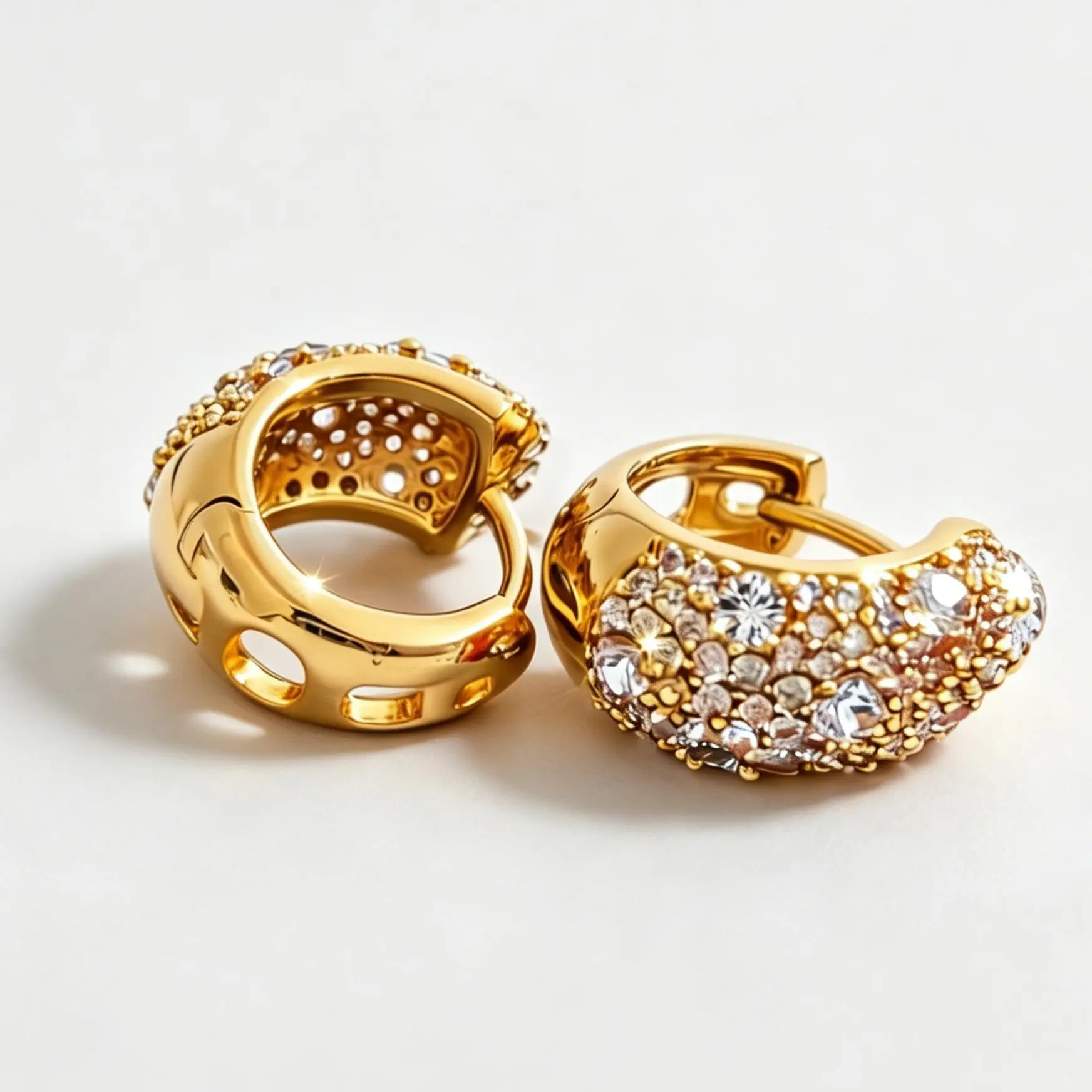Quiet Luxury Gold Zirconia Hoop Earrings, Hypoallergenic Ear Cuffs & Ear Lobe Earrings, Tarnish-Proof Stackable Cartilage Jewelry, Lightweight Comfort Fit, Unisex Earrings for Women & Men