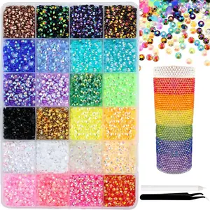 24-color synthetic gemstone DIY jewelry decoration set, including mixed resin crystals, tweezers, drawing tools, and gift accessories; suitable for DIY crafts, clothing, nail care products, and decorative items.