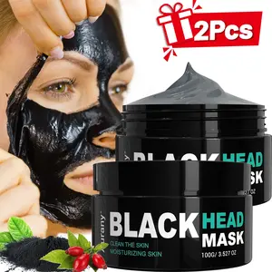 2Pcs-Blackhead Mask, Cleansing & Moisturizing Skin, Pore-Cleaning Mud Facial Mask,Full Face Application including Nose and Chin, Suitable For All Skin Types, Contains Centella Asiatica Extract And Aloe Vera,Neutral, Christmas, Thanksgiving, and Spring Fes