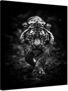 Tiger Pictures Wall Decor Modern Wild Animals Wall Art Black and White Artwork Tiger Posters Canvas Prints Art Living Room Bedroom Kitchen Home Office Decor Framed Ready to Hang SHJY-01667