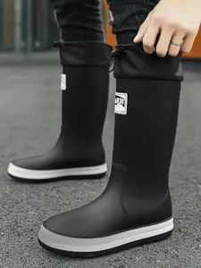Men's High-Top Rain Boots, Professional Mud-Slip Resistant Design, All-Season Casual Outdoor Shoes, Round Toe, Medium Width