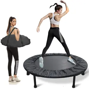 38" Foldable Trampoline Max Load 270lbs Rebounder Trampoline for Adults Fitness Rebounder with Adjustable Foam Handle 4-Level Height Adjustable Safety Handle