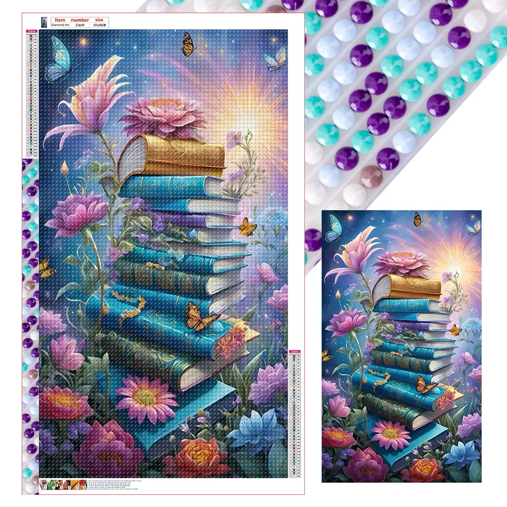 Book 5D DIY Full Drill Round Diamond Painting Kit for Home Wall Decor 50x85cm