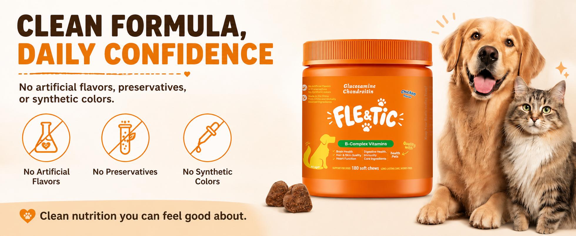 180ct Flea and Tick Prevention for Dogs Chewables - Dog & Cat Soft Chews, Omega3 Pet Supplement for Skin, Coat, Digestion & Immune Support, Chicken