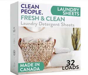 The Clean People Laundry Detergent Sheets - Laundry Soap - Ultra Concentrated, Recyclable Packaging, Stain Fighting - Fresh Scent, 32 Pack