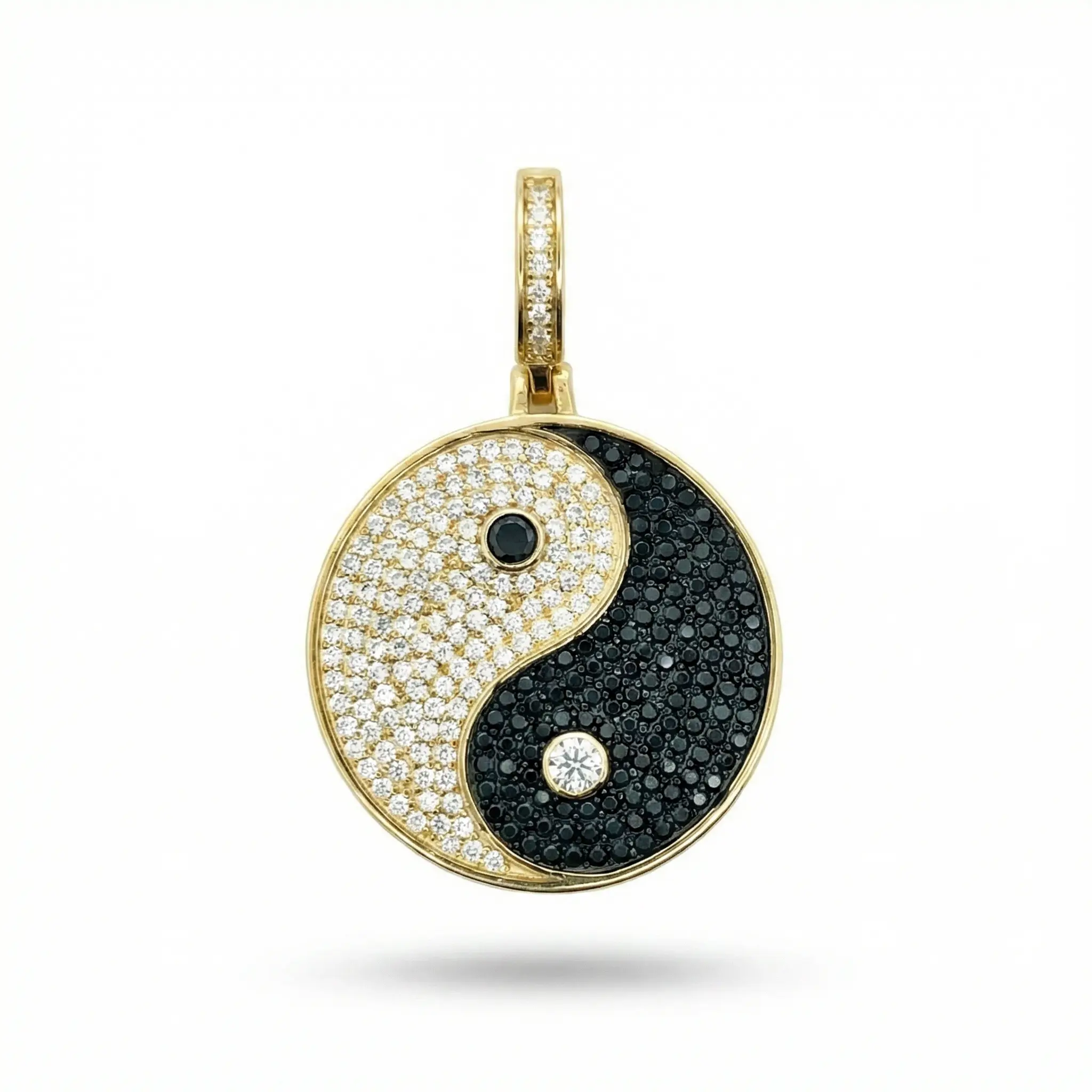 Unisex 2.5ct Total Iced-Out Moissanite Yin Yang Pendant, Artificial Gemstone Jewelry Accessory